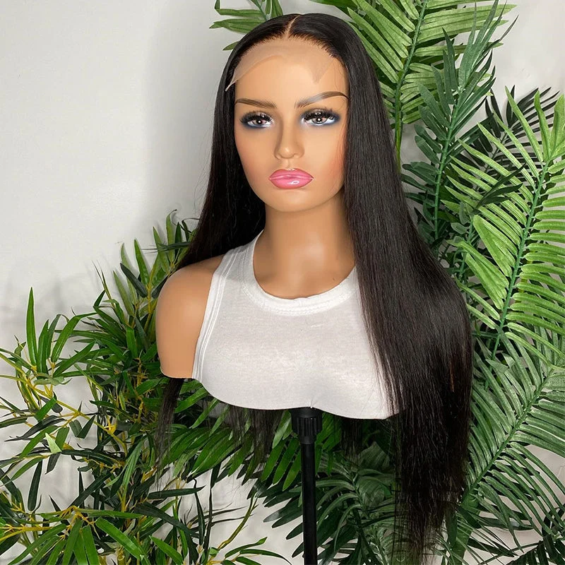 real person hair ring packaging-Straight 4x4 Lace Closure Wig Human Hair Lace Wig