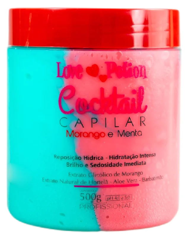 How to care for curly hair-Strawberry and Mint Cocktail Hydration Shine Treatment Mask 500g - Love Potion