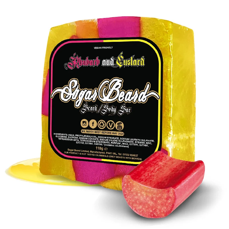 Aloe vera gel-Sugar Beard Rhubarb & Custard Beard Soap 110g